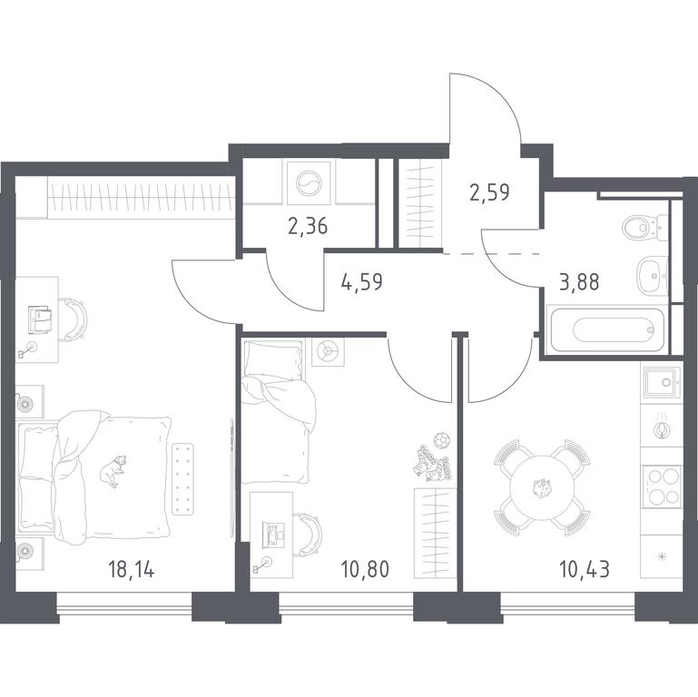 1-BD Apartment Sale, 52.79 sq. m. at Pribrezhnyi Park, Pribrezhniy Park Residential Complex, Village of Yam, Domodedovo City District, Moscow Region, Russia #1 1-BD Apartment Sale, 52.79 sq. m. at Pribrezhnyi Park, Pribrezhniy Park Residential Complex, Village of Yam, Domodedovo City District, Moscow Region, Russia #1