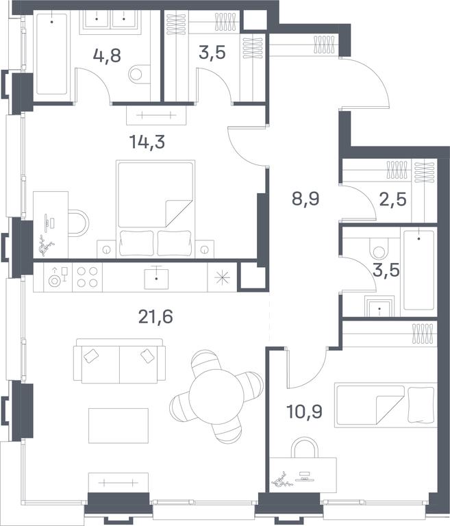 2-BD Apartment Sale, 70 sq. m. at Portland, Yuzhnoportovaya Street, 42с5, Moscow, Russia #1 2-BD Apartment Sale, 70 sq. m. at Portland, Yuzhnoportovaya Street, 42с5, Moscow, Russia #1