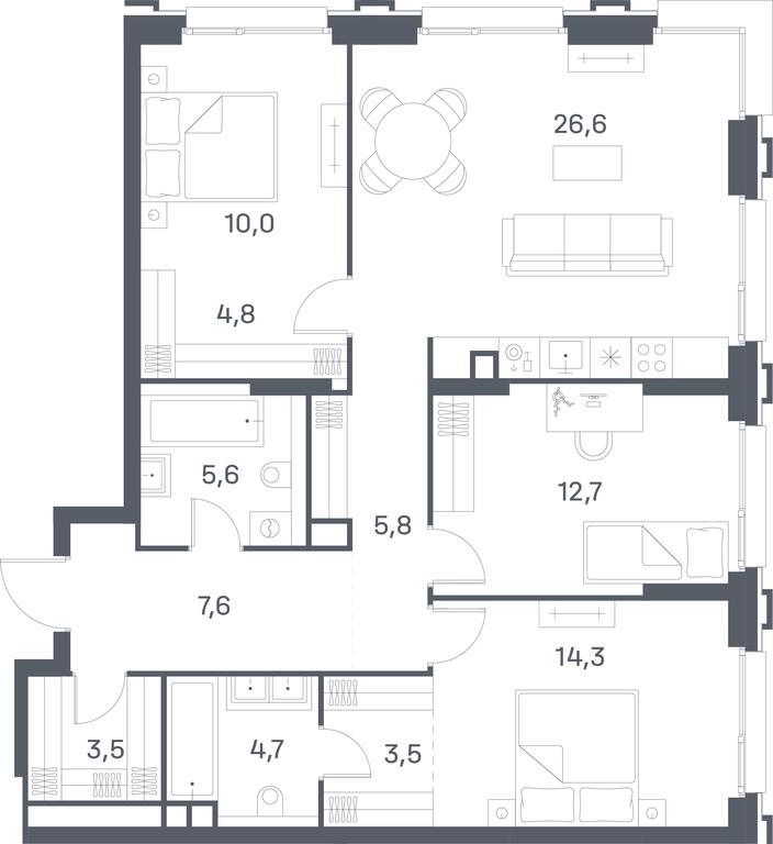 3-BD Apartment Sale, 99.1平方米 at Portland, Yuzhnoportovaya Street, 42с5, Moscow, Russia #1 3-BD Apartment Sale, 99.1平方米 at Portland, Yuzhnoportovaya Street, 42с5, Moscow, Russia #1