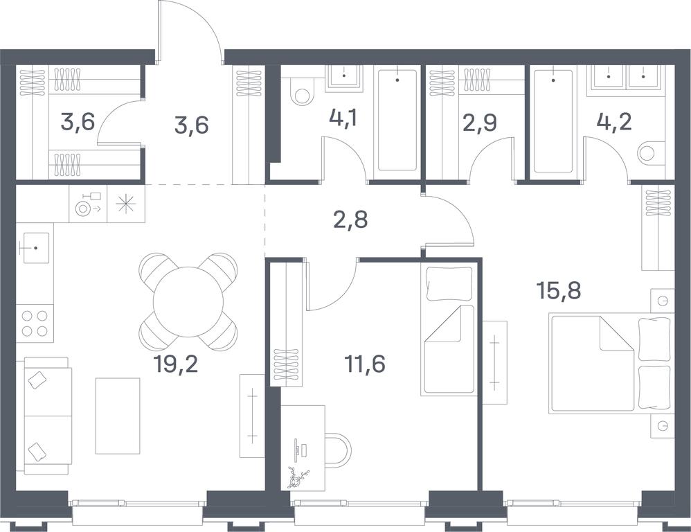 2-BD Apartment Sale, 67.8平方米 at Portland, Yuzhnoportovaya Street, 42с5, Moscow, Russia #1 2-BD Apartment Sale, 67.8平方米 at Portland, Yuzhnoportovaya Street, 42с5, Moscow, Russia #1