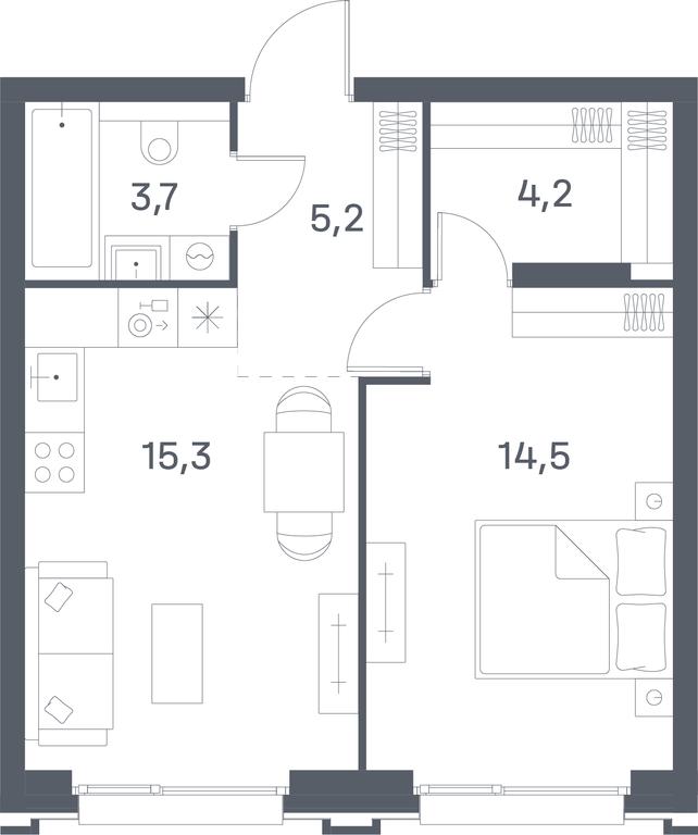 1-BD Apartment Sale, 42.9平方米 at Portland, Yuzhnoportovaya Street, 42с5, Moscow, Russia #1 1-BD Apartment Sale, 42.9平方米 at Portland, Yuzhnoportovaya Street, 42с5, Moscow, Russia #1