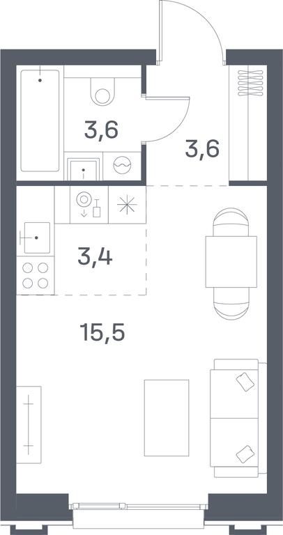 Apartment Sale, 26.1 sq. m. at Portland, Yuzhnoportovaya Street, 42с5, Moscow, Russia #1