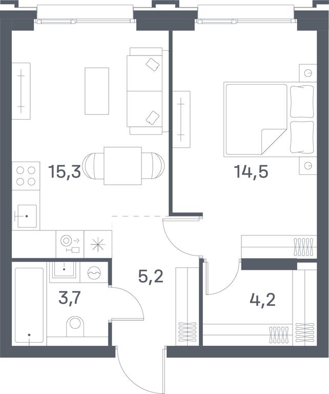 1-BD Apartment Sale, 42.9 sq. m. at Portland, Yuzhnoportovaya Street, 42с5, Moscow, Russia #1