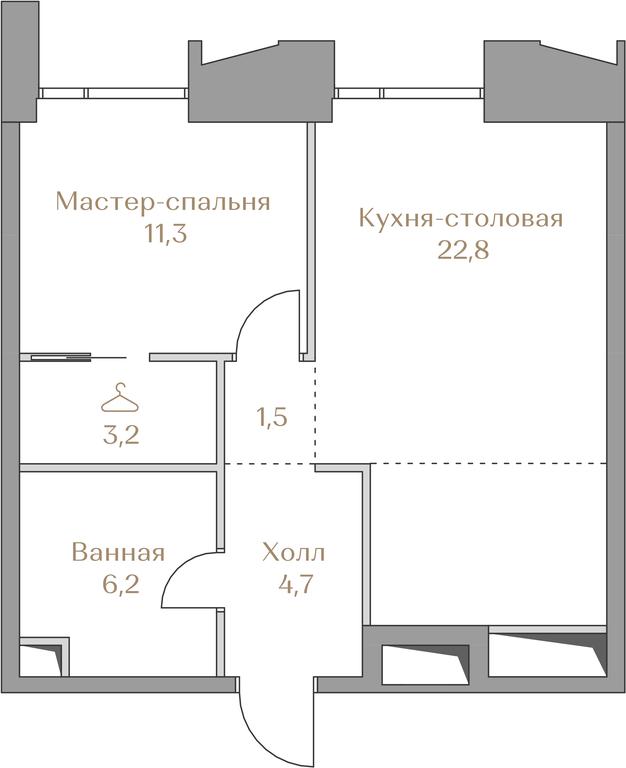 1-BD Apartment Sale, 49.8平方米 at Luzhniki Collection, Luzhnetskaya Embankment, 2/4с17, Moscow, Russia #2