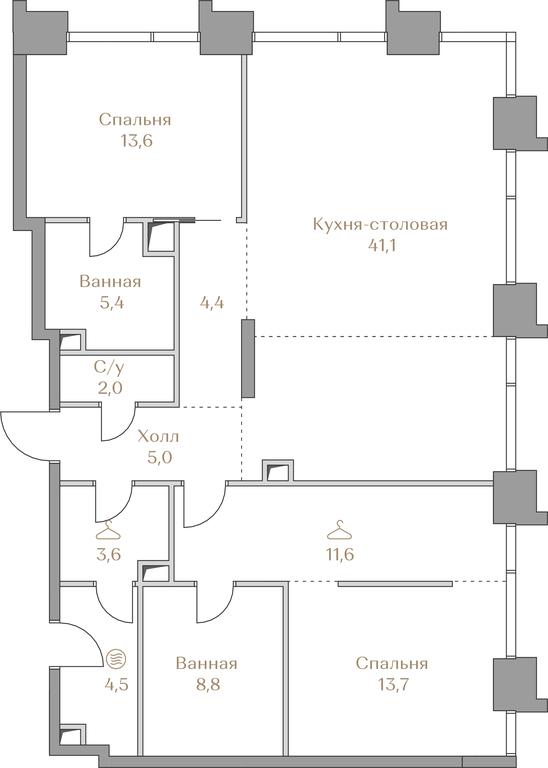 2-BD Apartment Sale, 113.7 sq. m. at Luzhniki Collection, Luzhnetskaya Embankment, 2/4с17, Moscow, Russia #2 2-BD Apartment Sale, 113.7 sq. m. at Luzhniki Collection, Luzhnetskaya Embankment, 2/4с17, Moscow, Russia #2