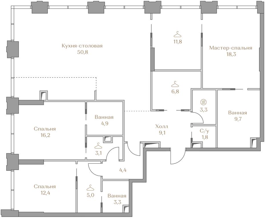 3-BD Apartment Sale, 160.9 sq. m. at Luzhniki Collection, Luzhnetskaya Embankment, 2/4с17, Moscow, Russia #2