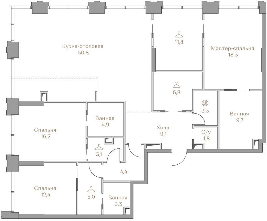 3-BD Apartment Sale, 160.9 sq. m. at Luzhniki Collection, Luzhnetskaya Embankment, 2/4с17, Moscow, Russia #1