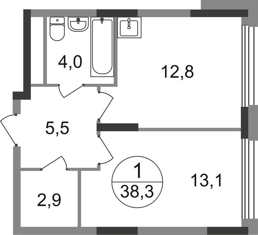 Apartment Sale, 38.3 sq. m. at Peredelkino Blizhnee, Korneya Chukovskogo Street, 1, Vnukovskoye Settlement, Moscow, Russia #1