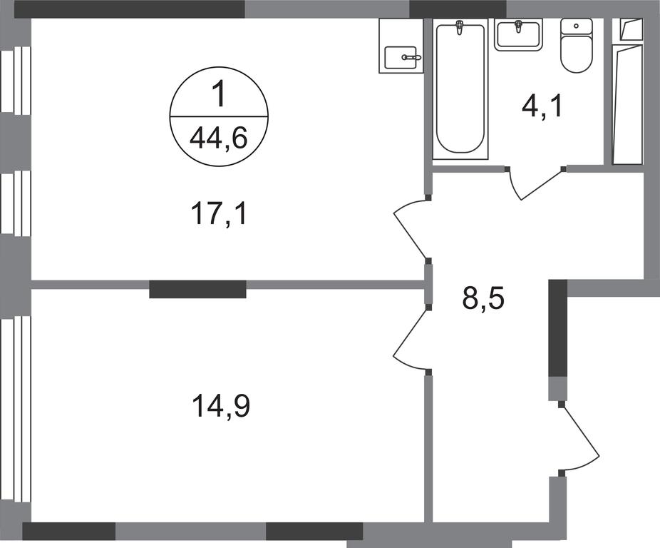 Apartment Sale, 44.6 sq. m. at Peredelkino Blizhnee, Korneya Chukovskogo Street, 1, Vnukovskoye Settlement, Moscow, Russia #1