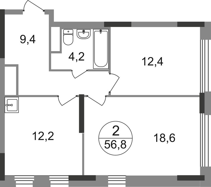 2-BD Apartment Sale, 56.8 sq. m. at Peredelkino Blizhnee, Korneya Chukovskogo Street, 1, Vnukovskoye Settlement, Moscow, Russia #1