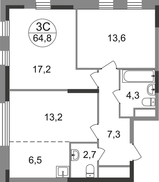 3-BD Apartment Sale, 64.8 sq. m. at Peredelkino Blizhnee, Korneya Chukovskogo Street, 1, Vnukovskoye Settlement, Moscow, Russia #1 3-BD Apartment Sale, 64.8 sq. m. at Peredelkino Blizhnee, Korneya Chukovskogo Street, 1, Vnukovskoye Settlement, Moscow, Russia #1