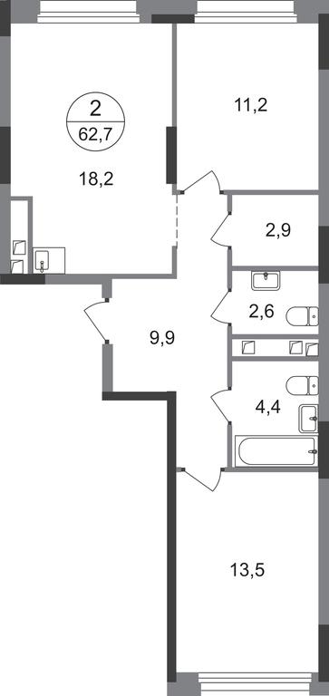 2-BD Apartment Sale, 62.7 sq. m. at Peredelkino Blizhnee, Korneya Chukovskogo Street, 1, Vnukovskoye Settlement, Moscow, Russia #1 2-BD Apartment Sale, 62.7 sq. m. at Peredelkino Blizhnee, Korneya Chukovskogo Street, 1, Vnukovskoye Settlement, Moscow, Russia #1