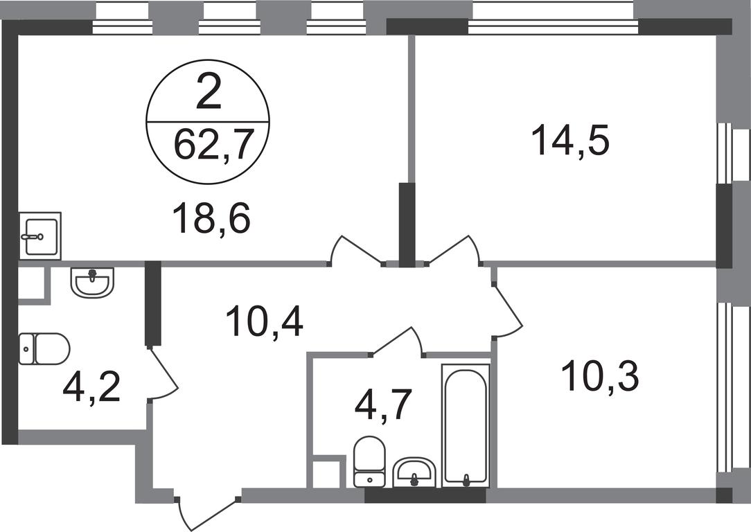 2-BD Apartment Sale, 62.7 sq. m. at Peredelkino Blizhnee, Korneya Chukovskogo Street, 1, Vnukovskoye Settlement, Moscow, Russia #1 2-BD Apartment Sale, 62.7 sq. m. at Peredelkino Blizhnee, Korneya Chukovskogo Street, 1, Vnukovskoye Settlement, Moscow, Russia #1