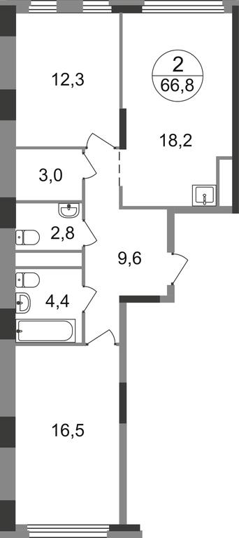 2-BD Apartment Sale, 66.8平方米 at Peredelkino Blizhnee, Korneya Chukovskogo Street, 1, Vnukovskoye Settlement, Moscow, Russia #1 2-BD Apartment Sale, 66.8平方米 at Peredelkino Blizhnee, Korneya Chukovskogo Street, 1, Vnukovskoye Settlement, Moscow, Russia #1