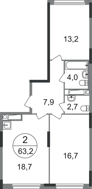 2-BD Apartment Sale, 63.2平方米 at Peredelkino Blizhnee, Korneya Chukovskogo Street, 1, Vnukovskoye Settlement, Moscow, Russia #2 2-BD Apartment Sale, 63.2平方米 at Peredelkino Blizhnee, Korneya Chukovskogo Street, 1, Vnukovskoye Settlement, Moscow, Russia #2