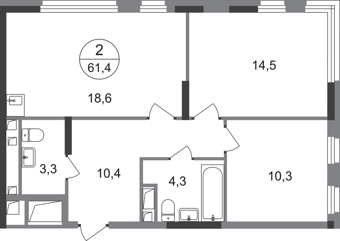 2-BD Apartment Sale, 61.4 sq. m. at Peredelkino Blizhnee, Korneya Chukovskogo Street, 1, Vnukovskoye Settlement, Moscow, Russia #1 2-BD Apartment Sale, 61.4 sq. m. at Peredelkino Blizhnee, Korneya Chukovskogo Street, 1, Vnukovskoye Settlement, Moscow, Russia #1