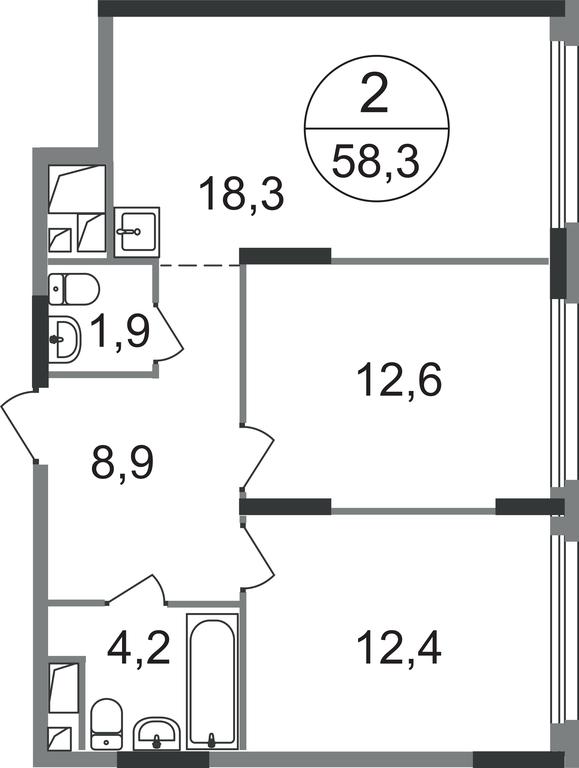 2-BD Apartment Sale, 58.3 sq. m. at Peredelkino Blizhnee, Korneya Chukovskogo Street, 1, Vnukovskoye Settlement, Moscow, Russia #1 2-BD Apartment Sale, 58.3 sq. m. at Peredelkino Blizhnee, Korneya Chukovskogo Street, 1, Vnukovskoye Settlement, Moscow, Russia #1