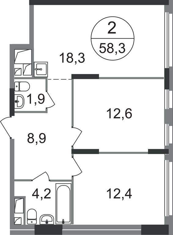 2-BD Apartment Sale, 58.3平方米 at Peredelkino Blizhnee, Korneya Chukovskogo Street, 1, Vnukovskoye Settlement, Moscow, Russia #1 2-BD Apartment Sale, 58.3平方米 at Peredelkino Blizhnee, Korneya Chukovskogo Street, 1, Vnukovskoye Settlement, Moscow, Russia #1