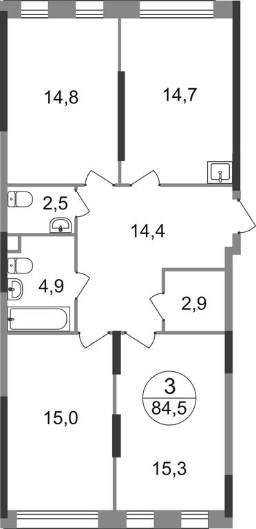 3-BD Apartment Sale, 84.5 sq. m. at Peredelkino Blizhnee, Korneya Chukovskogo Street, 1, Vnukovskoye Settlement, Moscow, Russia #1