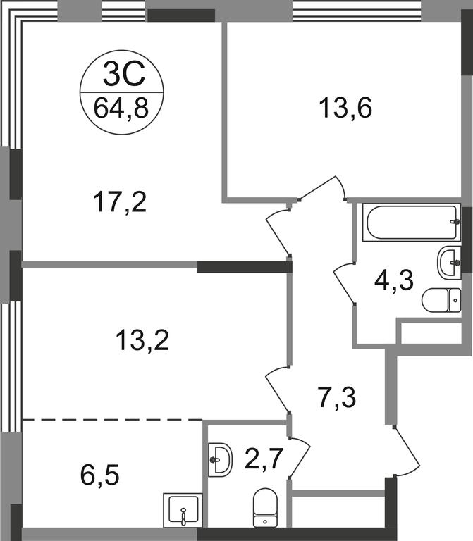 3-BD Apartment Sale, 64.8 sq. m. at Peredelkino Blizhnee, Korneya Chukovskogo Street, 1, Vnukovskoye Settlement, Moscow, Russia #1 3-BD Apartment Sale, 64.8 sq. m. at Peredelkino Blizhnee, Korneya Chukovskogo Street, 1, Vnukovskoye Settlement, Moscow, Russia #1