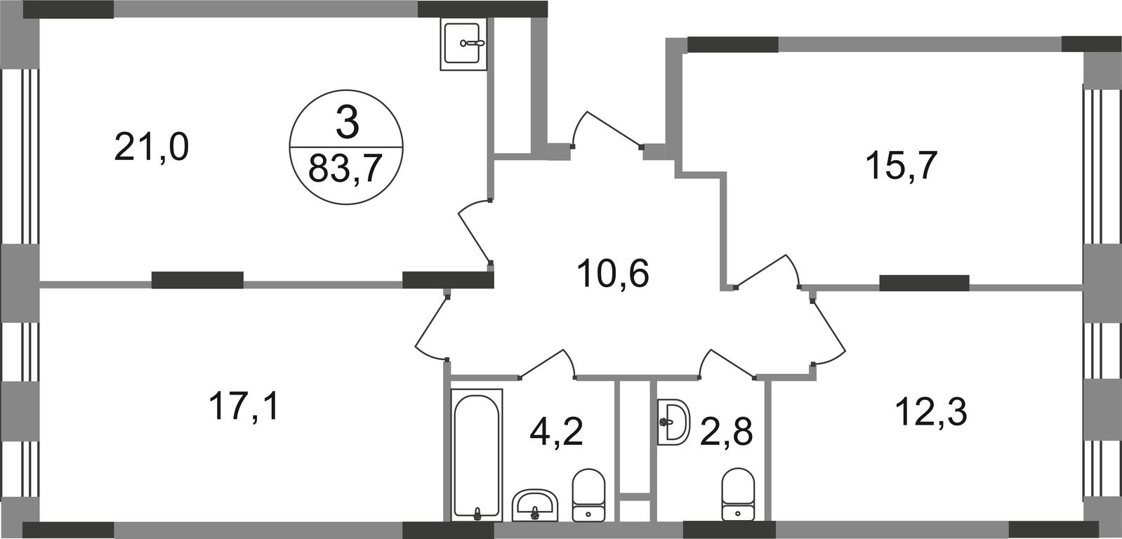 3-BD Apartment Sale, 83.7平方米 at Peredelkino Blizhnee, Korneya Chukovskogo Street, 1, Vnukovskoye Settlement, Moscow, Russia #1