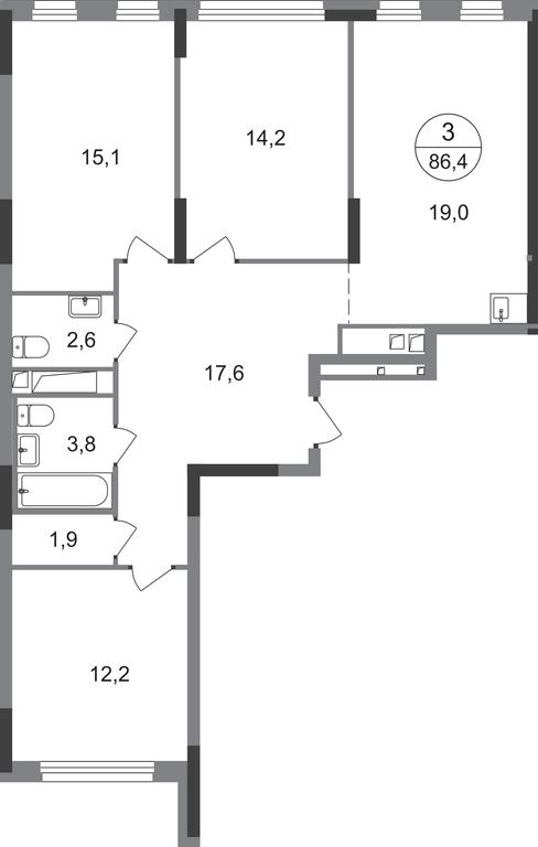 3-BD Apartment Sale, 86.4平方米 at Peredelkino Blizhnee, Korneya Chukovskogo Street, 1, Vnukovskoye Settlement, Moscow, Russia #1 3-BD Apartment Sale, 86.4平方米 at Peredelkino Blizhnee, Korneya Chukovskogo Street, 1, Vnukovskoye Settlement, Moscow, Russia #1
