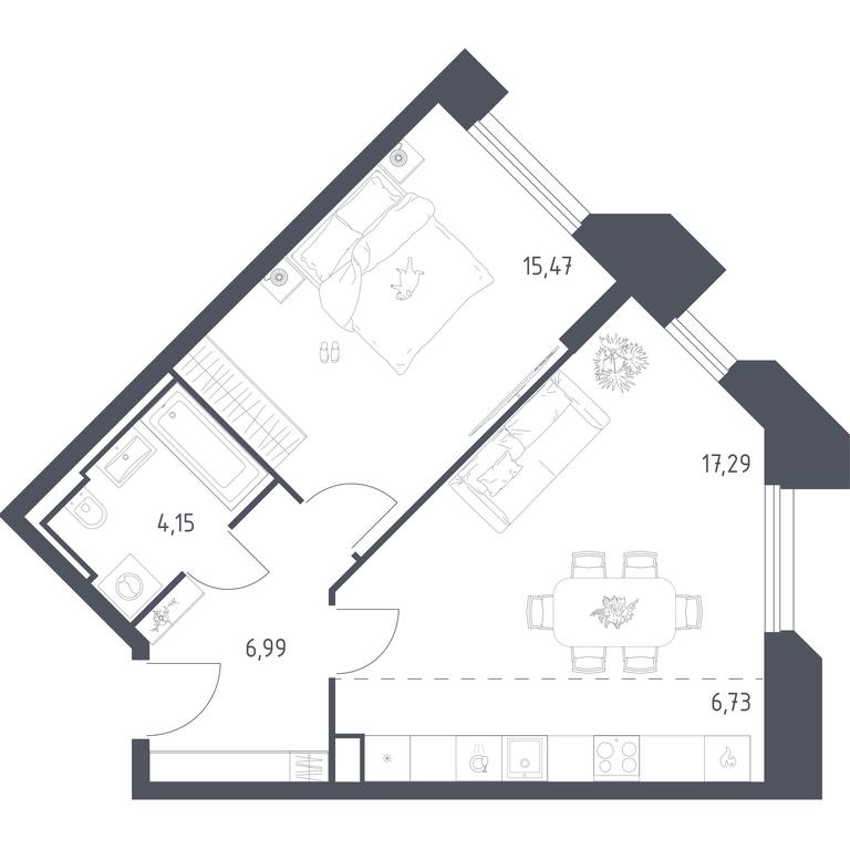 Apartment Sale, 50.63 sq. m. at Sputnik, Lipovoy Roschi Street, 1к4, derevnya Razdory, Odintsovskiy City District, Moscow Region, Russia #1 Apartment Sale, 50.63 sq. m. at Sputnik, Lipovoy Roschi Street, 1к4, derevnya Razdory, Odintsovskiy City District, Moscow Region, Russia #1