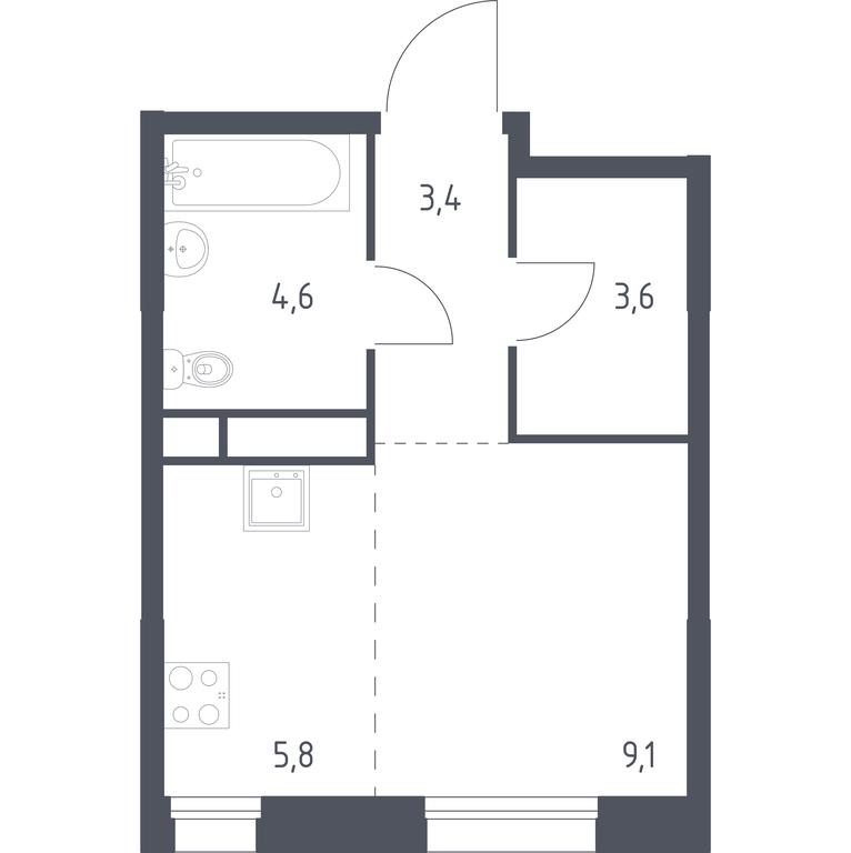 Apartment Sale, 26.5 sq. m. at Kvartal na Vode, Shosseynaya Street, 90с42, Moscow, Russia #1