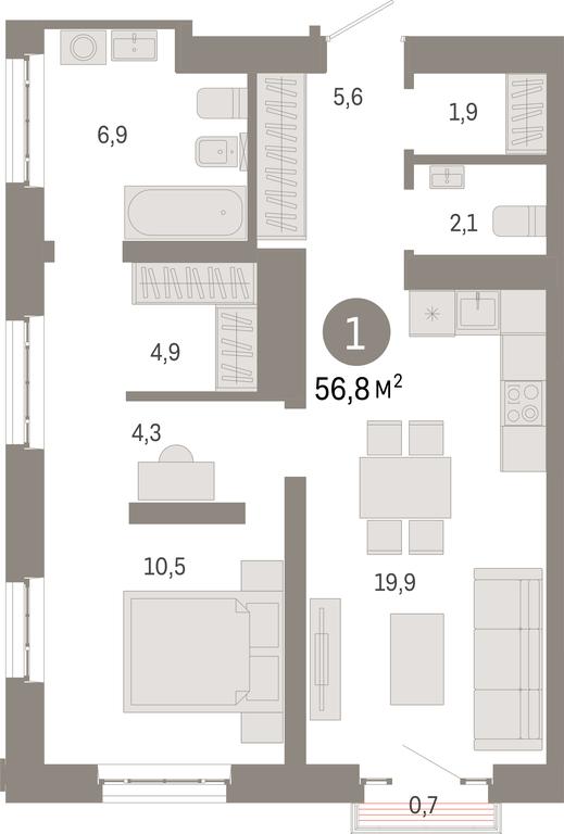 1-BD Apartment Sale, 56.8 sq. m. at Kvartal Metronom, Tagilskaya Street, Moscow, Russia #1 1-BD Apartment Sale, 56.8 sq. m. at Kvartal Metronom, Tagilskaya Street, Moscow, Russia #1