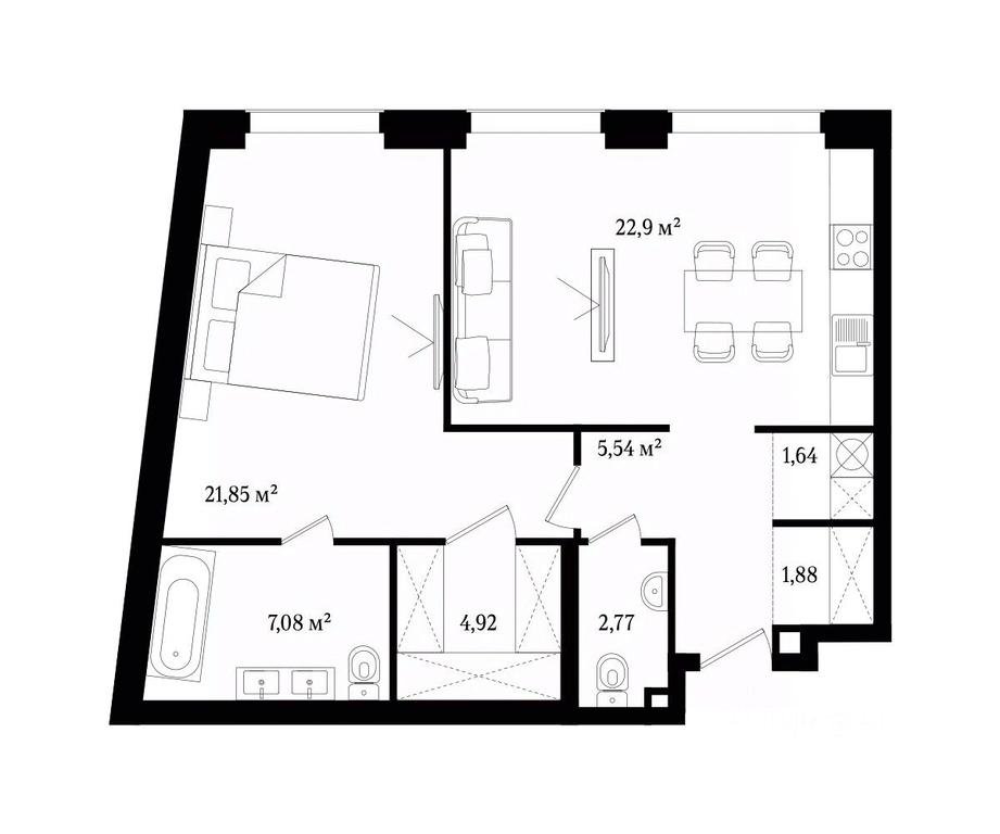 1-BD Apartment Sale, 68.58平方米 at Vernissage (Apartamenty premium-klassa) (Vernisazh), Schipok Street, Moscow, Russia #1