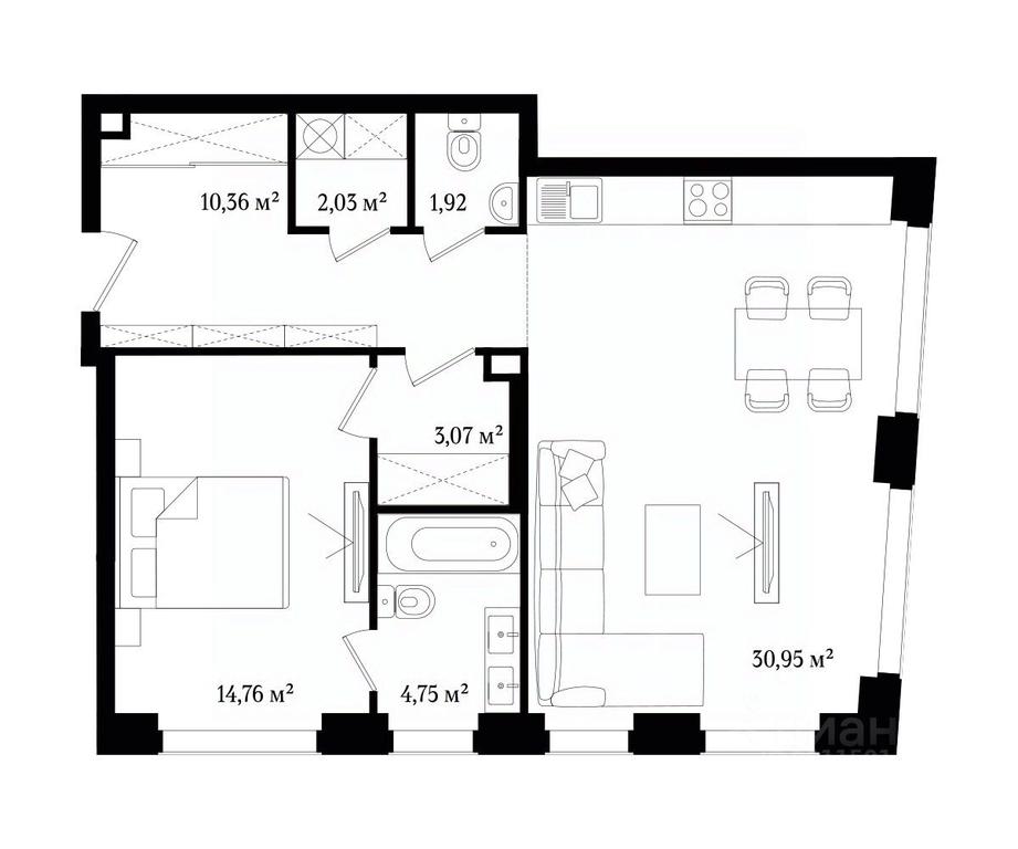 1-BD Apartment Sale, 67.84平方米 at Vernissage (Apartamenty premium-klassa) (Vernisazh), Schipok Street, Moscow, Russia #1
