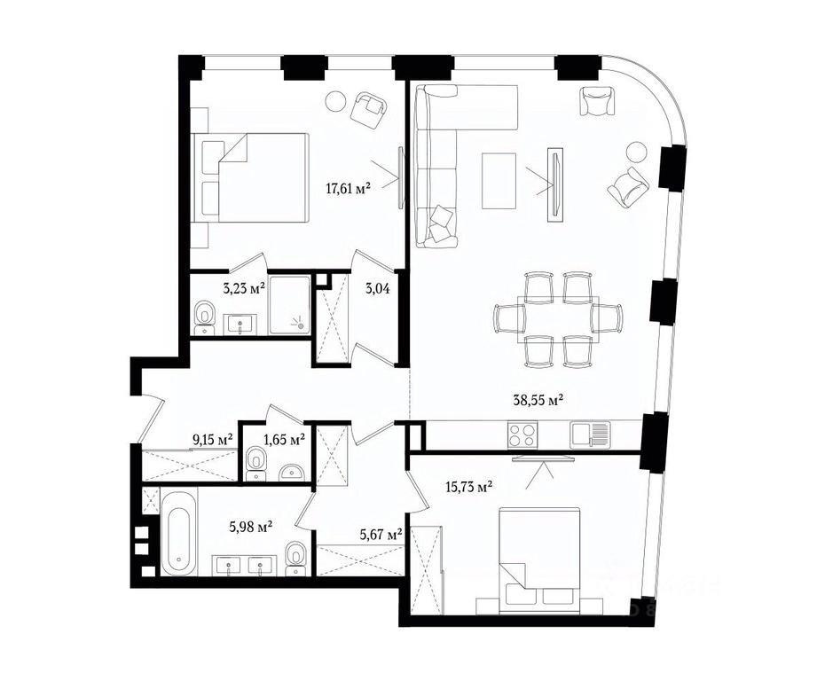 2-BD Apartment Sale, 100.61平方米 at Vernissage (Apartamenty premium-klassa) (Vernisazh), Schipok Street, Moscow, Russia #1