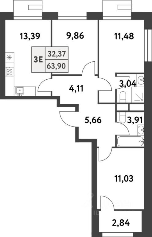 2-BD Apartment Sale, 63.9 sq. m. at Smart Garden (Smart Garden), 5-ya ulitsa Lesnyye Polyany, posyolok Gazoprovod, Kommunarka District, Novomoskovskiy Administrative Okrug, Moscow, Russia #1
