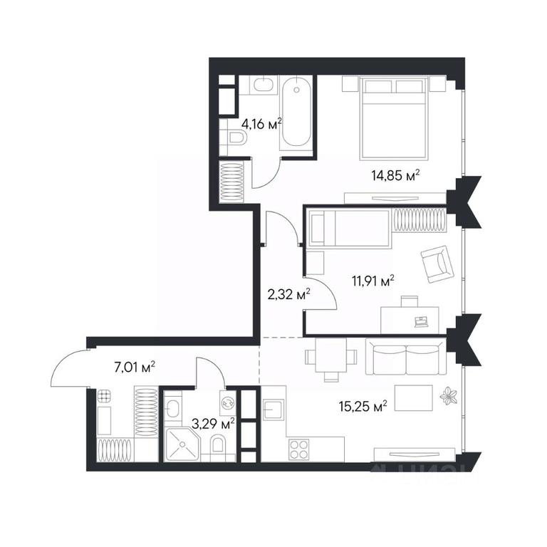 1-BD Apartment Sale, 58.79 sq. m. at 1-y Nagatinskiy, Nagatinskaya Street, Moscow, Russia #2 1-BD Apartment Sale, 58.79 sq. m. at 1-y Nagatinskiy, Nagatinskaya Street, Moscow, Russia #2