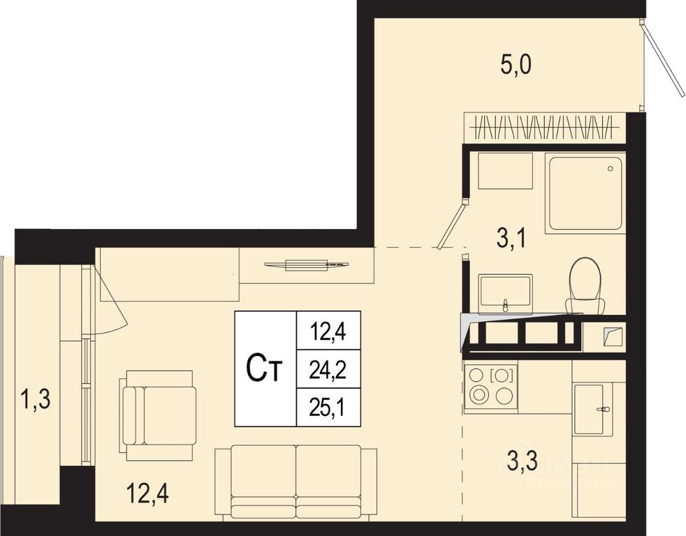 Apartment Sale, 24.2 sq. m. at Novaya Shcherbinka, Borisovka Village, Podolsk City District, Moscow Region, Russia #1 Apartment Sale, 24.2 sq. m. at Novaya Shcherbinka, Borisovka Village, Podolsk City District, Moscow Region, Russia #1