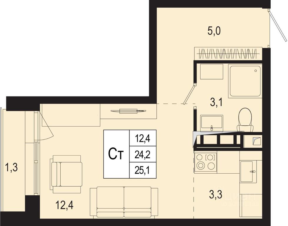 Apartment Sale, 24.2 sq. m. at Novaya Shcherbinka, Borisovka Village, Podolsk City District, Moscow Region, Russia #1 Apartment Sale, 24.2 sq. m. at Novaya Shcherbinka, Borisovka Village, Podolsk City District, Moscow Region, Russia #1