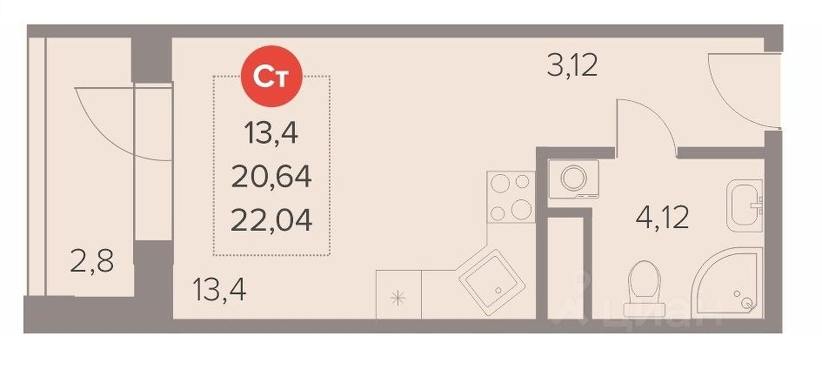 Apartment Sale, 22.04平方米 at Otlichno, Oktyabrskiy Avenue, 28А, Lyubertsy, Moscow Region, Russia #1 Apartment Sale, 22.04平方米 at Otlichno, Oktyabrskiy Avenue, 28А, Lyubertsy, Moscow Region, Russia #1