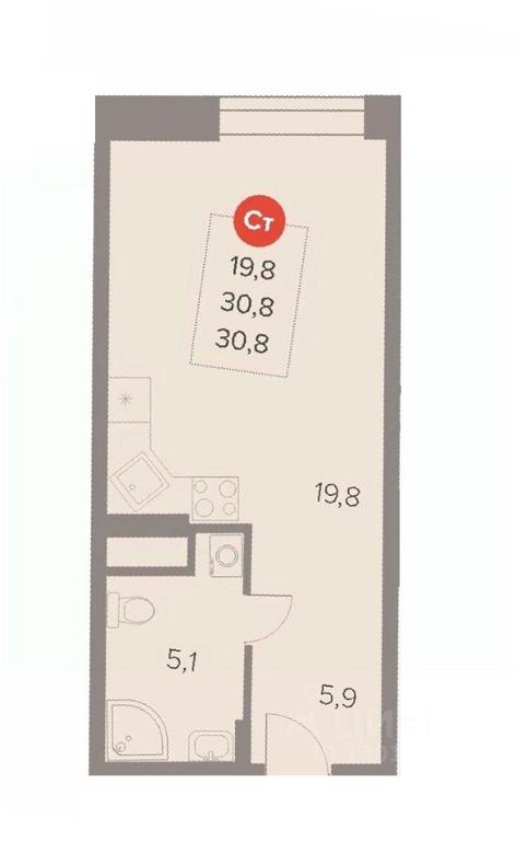 Apartment Sale, 30.8 sq. m. at Otlichno, Oktyabrskiy Avenue, 28А, Lyubertsy, Moscow Region, Russia #1