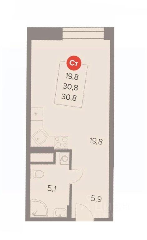 Apartment Sale, 30.8 sq. m. at Otlichno, Oktyabrskiy Avenue, 28А, Lyubertsy, Moscow Region, Russia #1
