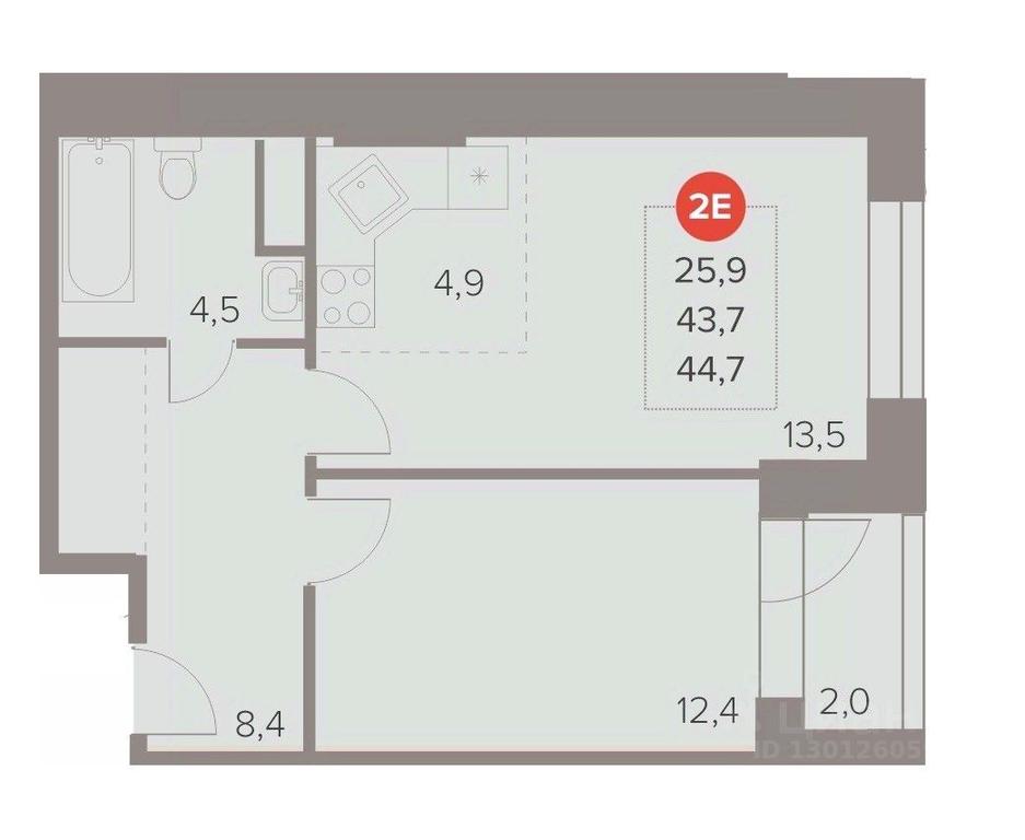 1-BD Apartment Sale, 44.7 sq. m. at Otlichno, Oktyabrskiy Avenue, 28А, Lyubertsy, Moscow Region, Russia #1 1-BD Apartment Sale, 44.7 sq. m. at Otlichno, Oktyabrskiy Avenue, 28А, Lyubertsy, Moscow Region, Russia #1