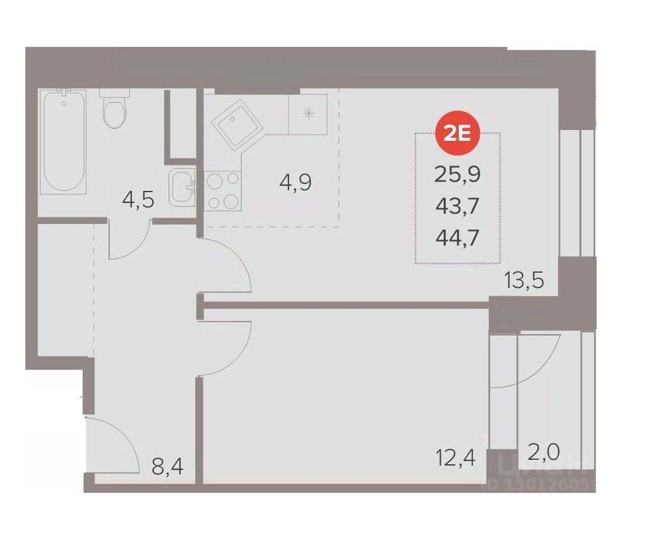 1-BD Apartment Sale, 44.7平方米 at Otlichno, Oktyabrskiy Avenue, 28А, Lyubertsy, Moscow Region, Russia #1 1-BD Apartment Sale, 44.7平方米 at Otlichno, Oktyabrskiy Avenue, 28А, Lyubertsy, Moscow Region, Russia #1
