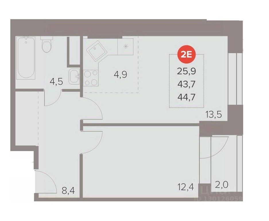 1-BD Apartment Sale, 44.7 sq. m. at Otlichno, Oktyabrskiy Avenue, 28А, Lyubertsy, Moscow Region, Russia #1 1-BD Apartment Sale, 44.7 sq. m. at Otlichno, Oktyabrskiy Avenue, 28А, Lyubertsy, Moscow Region, Russia #1