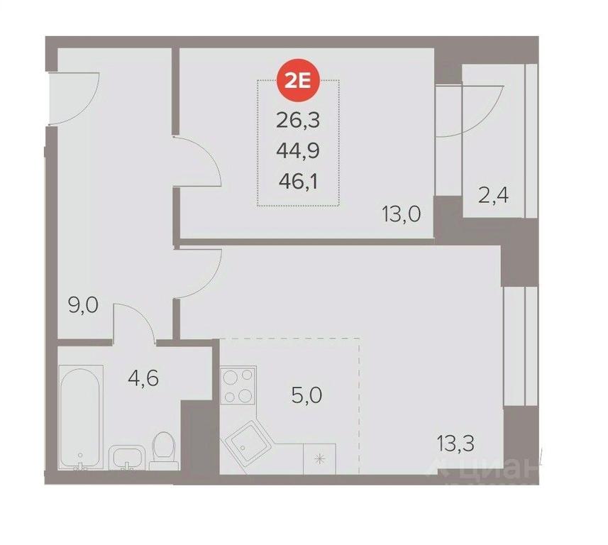 1-BD Apartment Sale, 46.1 sq. m. at Otlichno, Oktyabrskiy Avenue, 28А, Lyubertsy, Moscow Region, Russia #1 1-BD Apartment Sale, 46.1 sq. m. at Otlichno, Oktyabrskiy Avenue, 28А, Lyubertsy, Moscow Region, Russia #1