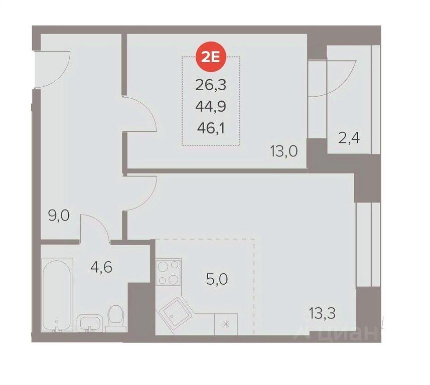 1-BD Apartment Sale, 46.1 sq. m. at Otlichno, Oktyabrskiy Avenue, 28А, Lyubertsy, Moscow Region, Russia #1 1-BD Apartment Sale, 46.1 sq. m. at Otlichno, Oktyabrskiy Avenue, 28А, Lyubertsy, Moscow Region, Russia #1