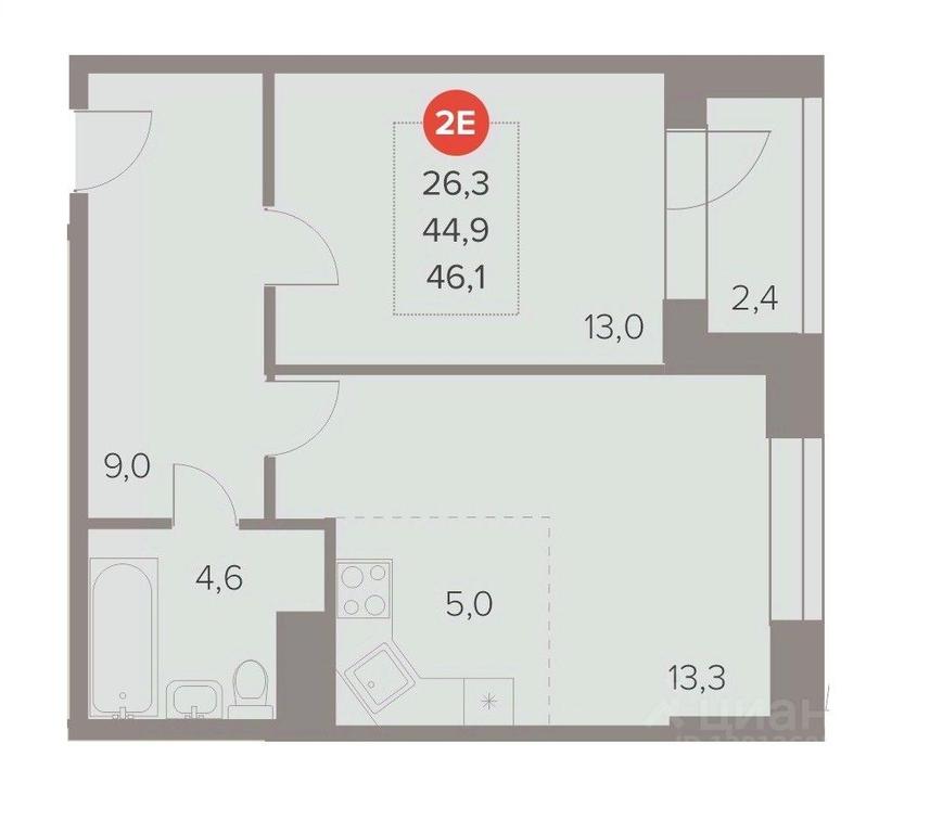 1-BD Apartment Sale, 46.1 sq. m. at Otlichno, Oktyabrskiy Avenue, 28А, Lyubertsy, Moscow Region, Russia #1 1-BD Apartment Sale, 46.1 sq. m. at Otlichno, Oktyabrskiy Avenue, 28А, Lyubertsy, Moscow Region, Russia #1