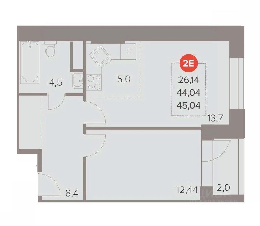 1-BD Apartment Sale, 45.04 sq. m. at Otlichno, Oktyabrskiy Avenue, 28А, Lyubertsy, Moscow Region, Russia #1 1-BD Apartment Sale, 45.04 sq. m. at Otlichno, Oktyabrskiy Avenue, 28А, Lyubertsy, Moscow Region, Russia #1