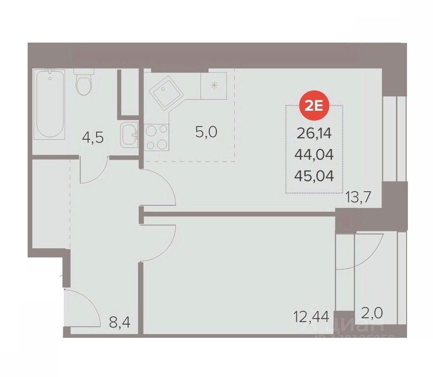 1-BD Apartment Sale, 45.04平方米 at Otlichno, Oktyabrskiy Avenue, 28А, Lyubertsy, Moscow Region, Russia #1 1-BD Apartment Sale, 45.04平方米 at Otlichno, Oktyabrskiy Avenue, 28А, Lyubertsy, Moscow Region, Russia #1
