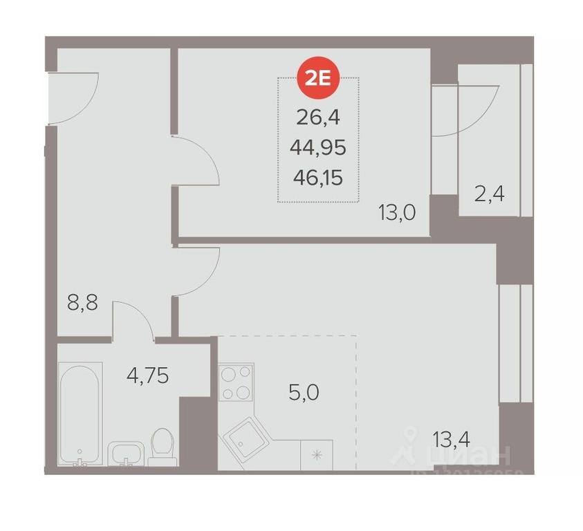 1-BD Apartment Sale, 46.15 sq. m. at Otlichno, Oktyabrskiy Avenue, 28А, Lyubertsy, Moscow Region, Russia #1 1-BD Apartment Sale, 46.15 sq. m. at Otlichno, Oktyabrskiy Avenue, 28А, Lyubertsy, Moscow Region, Russia #1