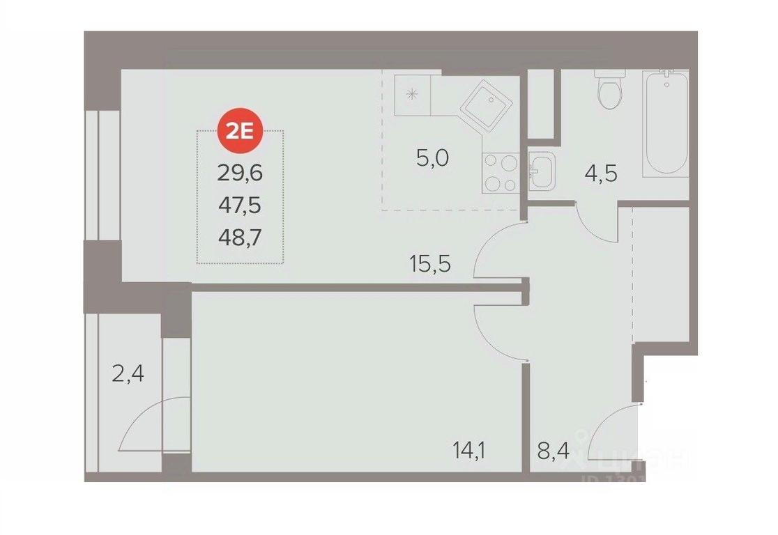 1-BD Apartment Sale, 48.7 sq. m. at Otlichno, Oktyabrskiy Avenue, 28А, Lyubertsy, Moscow Region, Russia #1 1-BD Apartment Sale, 48.7 sq. m. at Otlichno, Oktyabrskiy Avenue, 28А, Lyubertsy, Moscow Region, Russia #1