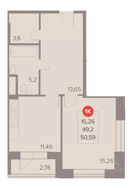 Apartment Sale, 50.59 sq. m. at Otlichno, Oktyabrskiy Avenue, 28А, Lyubertsy, Moscow Region, Russia #1